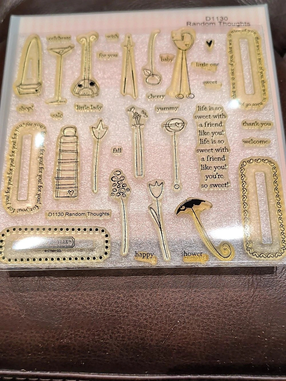 My Acrylics Random Thoughts Charm Set in Gold & Pink NWT